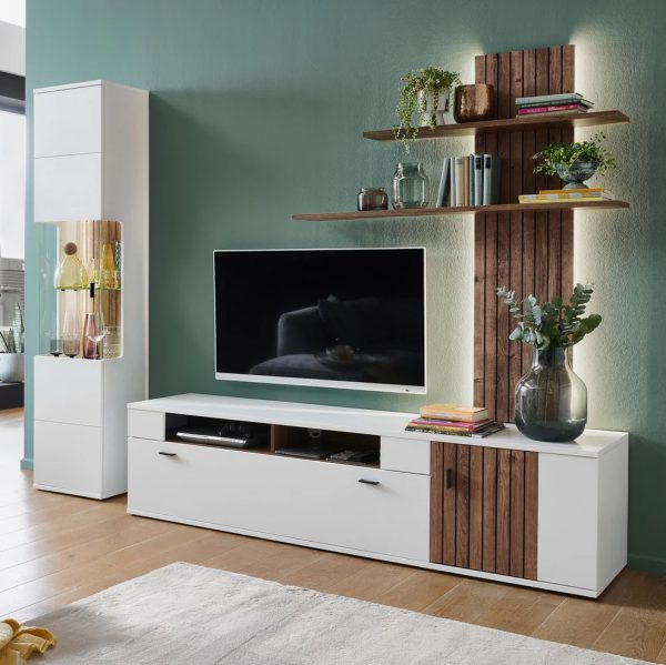 میز تلویزیون با جای دکور و کتابخانه