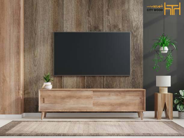 ۱۰ مدل میز تلویزیون مدرن چوبی که امسال ترند هستند | راهنمای خرید در کاشان میز تلوزیون طرح چوب